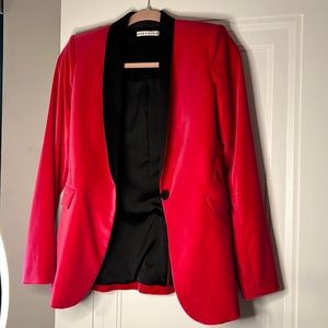 Alice and Olivia tuxedo coat, Pink and black crushed velvet